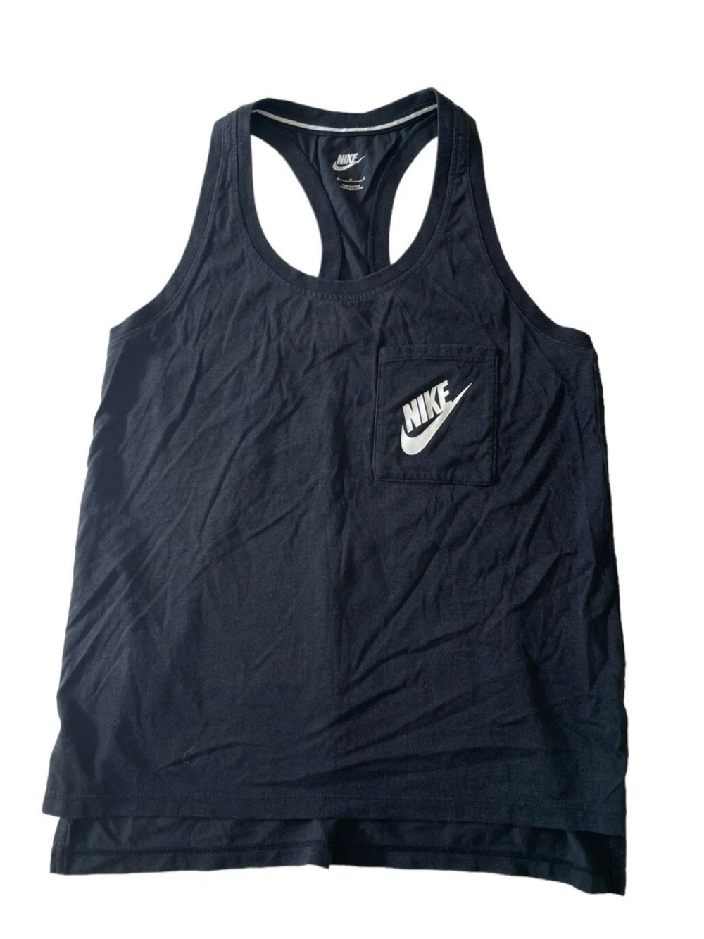 Nike Charcoal Gray Pocket Tank with White Logo